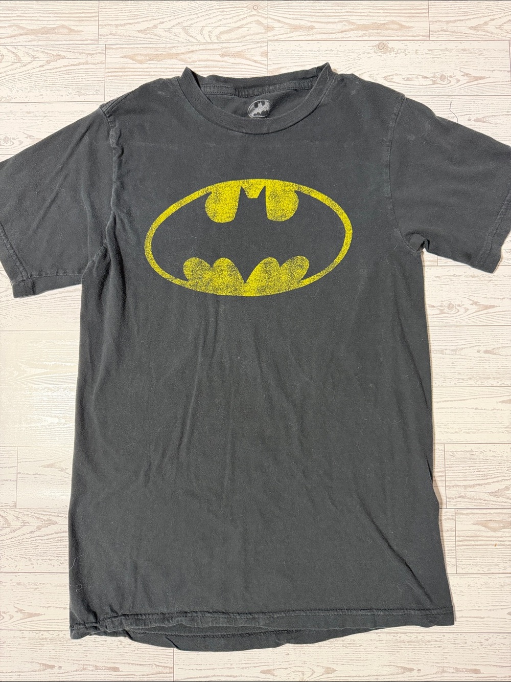 Batman Black Short Sleeve Tee with Yellow Logo - Men's